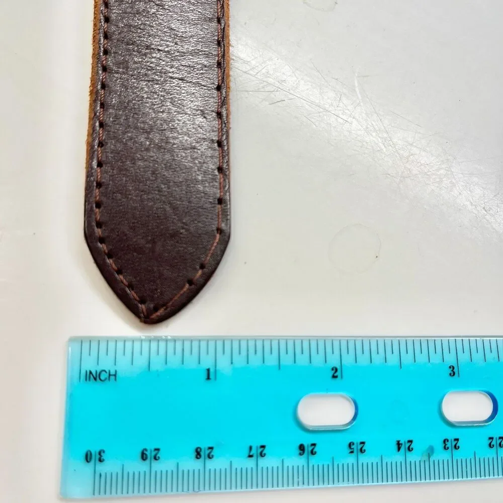 Vtg Pierre Carlini Mens Nautical Flag Blue Ribbon Brown Leather Belt Size 38 M